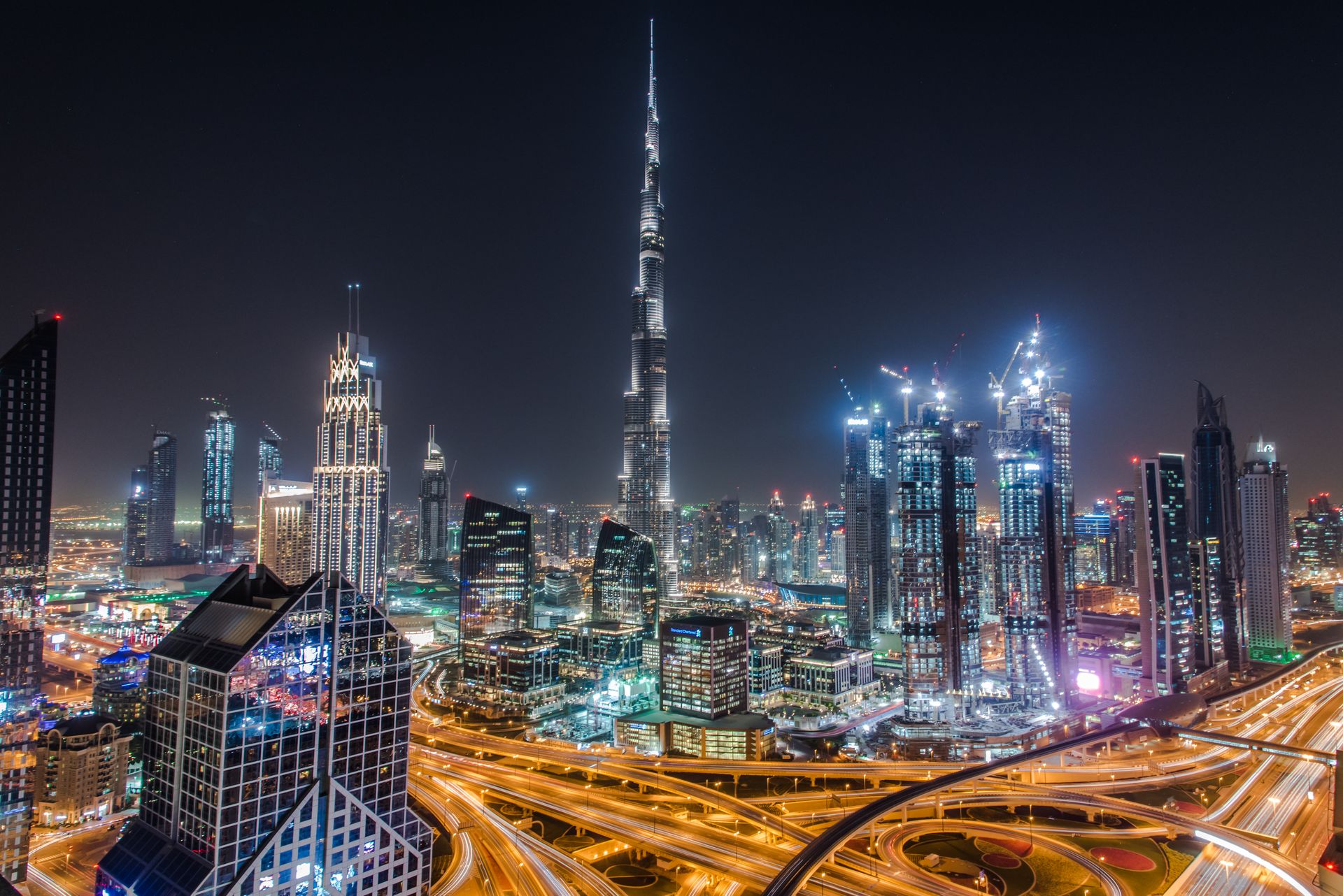 Burj Khalifa and Downtown Dubai at night